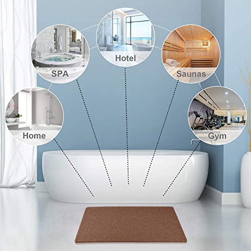 godehone Shower Mats Non Slip Without Suction Cups, PVC Loofah Bathroom Mats, Loofah Mats for Shower and Bathroom, Quick Drying, 23.6× 34.6 Inch, Brown - color: Brown, size: 34.6" x 23.6" (Rectangular)