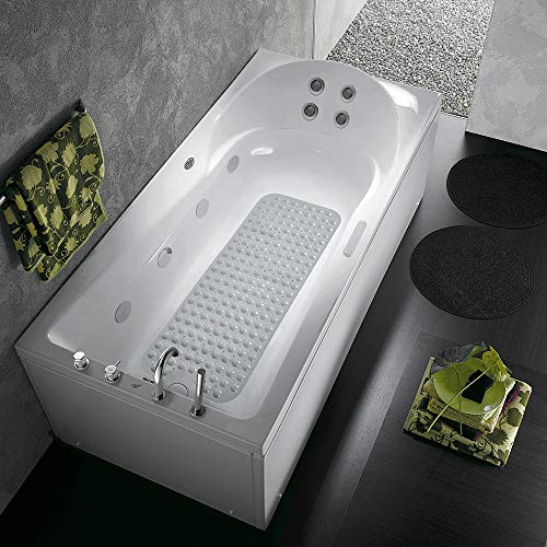 Bathtub and Shower Mats, Extra Long Non-Slip Bath Tub Mat 39 x 16 Inch, Machine Washable Bathmat with Suction Cups & Drain Holes for Bathroom Floor, Gray - color: Gray