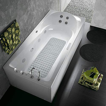 Bathtub and Shower Mats, Extra Long Non-Slip Bath Tub Mat 39 x 16 Inch, Machine Washable Bathmat with Suction Cups & Drain Holes for Bathroom Floor, Gray - color: Gray