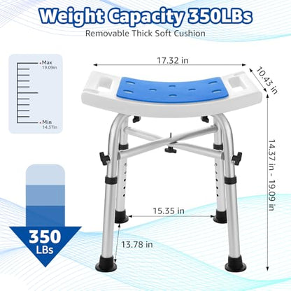 Shower Chair Bath Stool Seat 350 Lbs | Height Adjustable Bath Bench with Padded Seat for Seniors,Shower Stool Chair for Inside Shower (Blue) - color: Blue