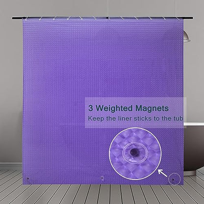 EVA Purple Shower Curtain Liner, 3D Plastic 5G Shower Liner with 12 Rustproof Metal Grommets and Weighted Magnets, Waterproof Duty for Bathroom 72 x 72 - color: Square-purple