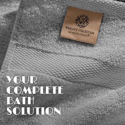 Light Gray Bath Towel Set of 6 - 100% Cotton Highly Absorbent Towels for Bathroom, 2 Luxury Bath Towels 650GSM, 2 Hand Towels, 2 Washcloths - color: Light Gray