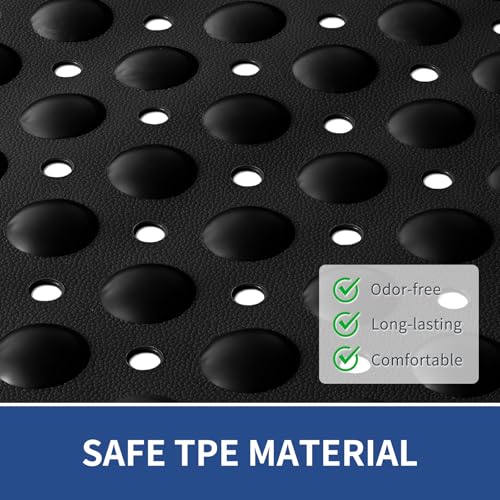 OTHWAY Extra Large Shower Mat 47"x 32", TPE Non Slip Shower Mat for Shower Stall, Inside Walk in Shower Mats with Drain Holes Suction Cups, Anti-Slip for Elderly (Black) - color: Black