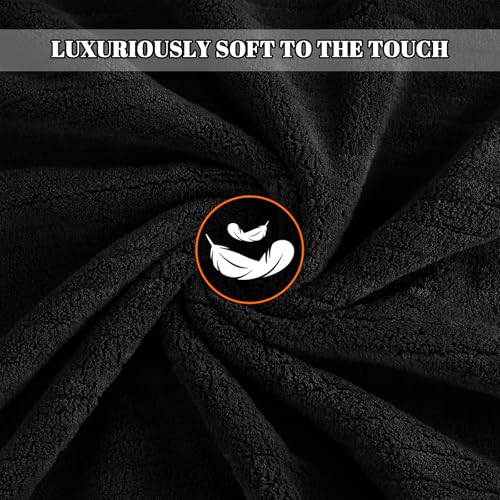 Bath Towels Set of 4 Extra Large 35 x 70 Inches,Luxury Thick High Absorbent and Quick Dry Bath Sheet,Ultra Soft Microfiber,Bathroom,Beach,Yoga,Sport,SPA,Fitness (Black) - color: Black, style: 4 Piece Bath Towels