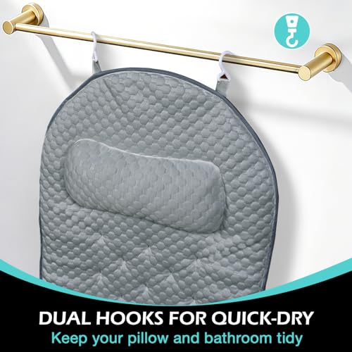Full Body Bath Pillow for Bathtub, Thick Soft Tub Cushion with Non-Slip Suction Cups Dual Hooks, Luxury Spa Pillow for Neck Back and Hip Support, 53" x 17" - color: Grey
