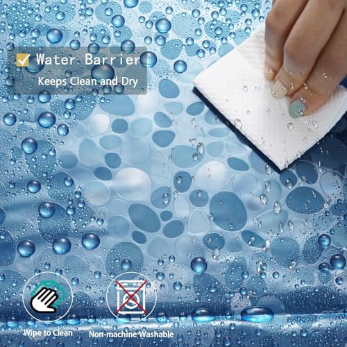 Shower Curtain Liner, Waterproof EVA 3D Shower Curtains with Duty Heavy Bottom Magnets and Rust Proof Grommets, Weighted Shower Liner for Shower Stall, Bathtubs - color: Blue Pebble, size: 72"W x 72"L (Pack of 1)