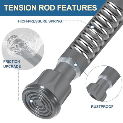 Cupboard Bars Spring Tension Rod, Adjustable 16-28 Inches, No Drilling Small Tension Shower Curtain Rod Ideal for Small Windows, Lockers, Kitchen，Wardrobes 4PC-13TD16-28GRx4 - color: Silver grey, size: 16"-28" 4pcs