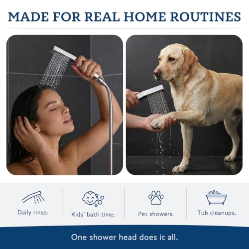 G-Promise All Metal 10" Dual Square Shower Head Combo | Rain Shower Head | Handheld Shower Wand | Adjustable | Smooth 3-Way Diverter | 71" Extra Long Hose - A Bathroom Upgrade (Chrome) | Built to Last, Easy Install, Adjustable Height & Angle for All Heigh