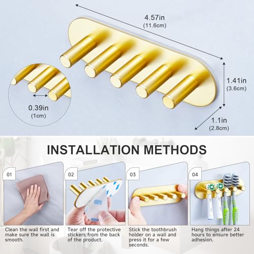 Electric Toothbrush Head Holder, Toothbrush Holders Wall Mounted, Adhesive Tooth Brush Head Holder Organiser, Electric Toothbrushs Holder, Shower Tooth Brushing Holder (Gold, Large) - color: Gold, size: Large