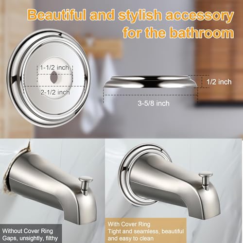 Diverter Tub Spout Compatible with Kohler GP85556-CP (Brushed Nickel) | Slip On Bathroom Bathtub Faucet Replacement for 1/2"Copper Water Tube, Metal Cover Ring and Foam Gasket Included - color: Brushed Nickel