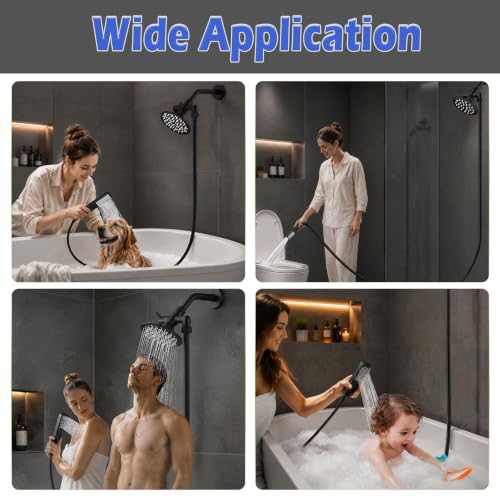 Metal Shower Diverter Valve, YDmeet 3 Way Shower Head Diverter for Handheld Showerhead and Fixed Rainfall Shower Head, Universal G1/2 Bathroom Shower System Replacement Part, Matte Black - color: Matte Black