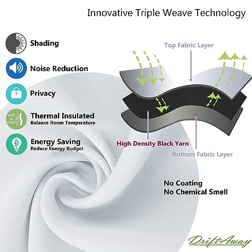 DriftAway Thermal Insulated Blackout Curtain Liner 2 Panels Each Liner Size 50 Inch by 68 Inch Rings Included - size: 50"W x 68"L (Pack of 2)