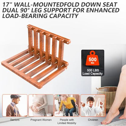 Folding Stool is Made of Beech Wood and can Withstand 400 pounds. The Surface is Coated with Walnut Paint and Polished. Used for Changing Shoes, Showering, Folding Bedside Table (Waterproof PU) - size: Waterproof PU