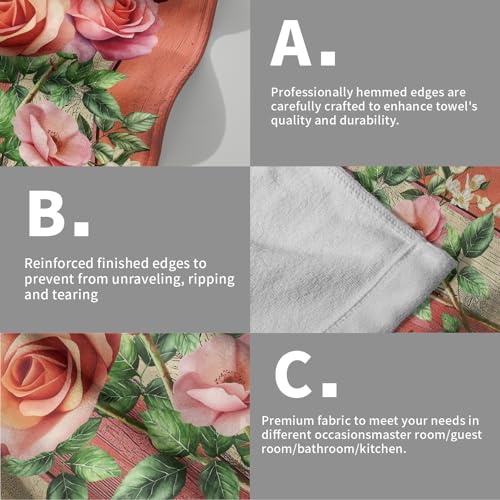 Giwawa Retro Rose Hand Towel Set Abstract Mid Century Kitchen Towel for Home - color: Retro Rose Red, size: 28.3" x 14.4"(Pack of 2)