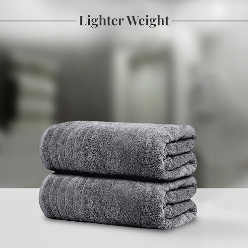 2 Piece Extra Large Bath Sheets 35 x 70 Inches, Dark Grey | 100% Cotton, Larger & Lighter Weight, Quicker to Dry, Super Soft & Absorbent, Oversized Bath Towels - color: Dark Grey