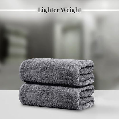 2 Piece Extra Large Bath Sheets 35 x 70 Inches, Dark Grey | 100% Cotton, Larger & Lighter Weight, Quicker to Dry, Super Soft & Absorbent, Oversized Bath Towels - color: Dark Grey