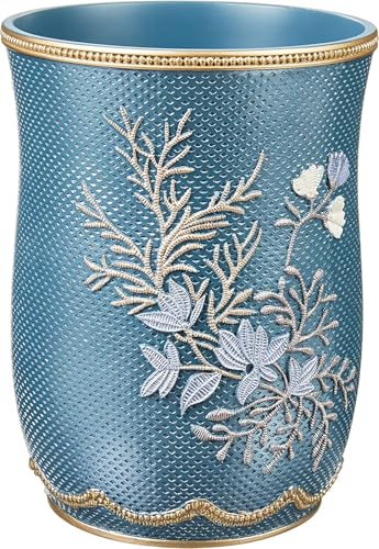 Zahari Home Decorative Trash Can for Bathroom, Office & Bedroom - 2.1 Gallons Stylish & Small Trash Can for Dorms, Desktop & Restroom - Chic Waste Basket for Compact Spaces, Capri - color: Capri