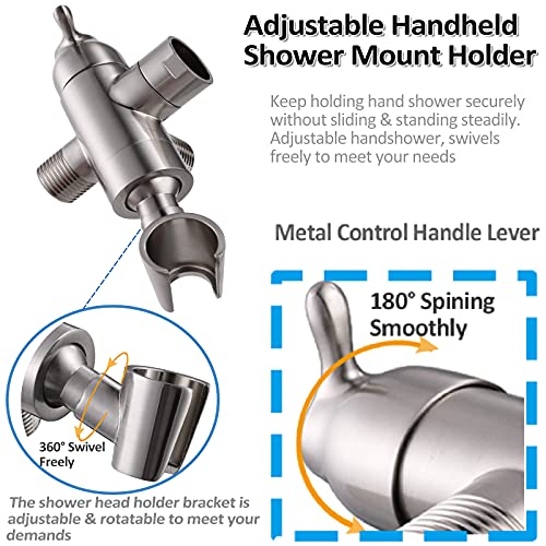 Shower Arm Diverter with Handshower Mount, G1/2 Brass Shower Diverter Valve Bathroom Universal Shower System Replacement for Handheld Shower and Fixed Shower Head, Brushed Nickel - color: Brushed Nickel