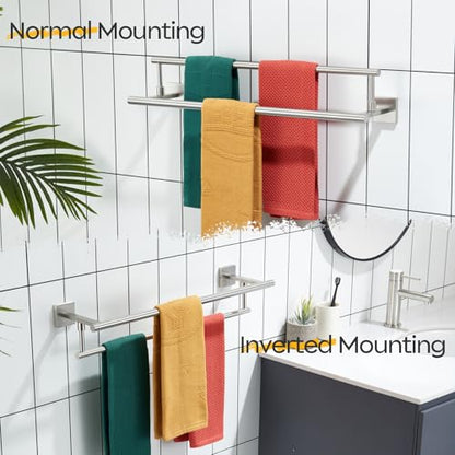 KOKOSIRI Hand Towel Holder Brushed Nickel Bathroom Rack 20-Inch Double Bath Towel Bars Rails for Garage Kitchen Stainless Steel B5009BR-L20 - color: Brushed Nickel, size: 20-Inch
