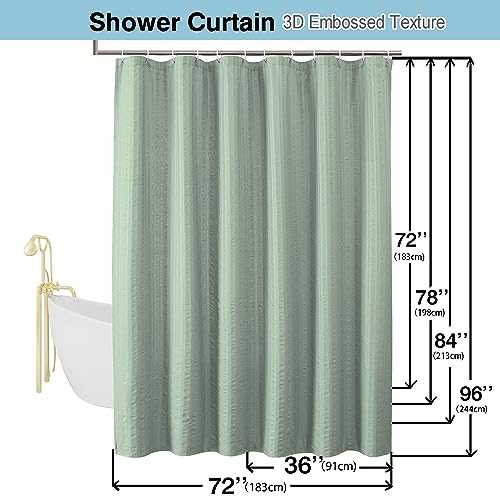 Aiyufeng Moga Sage Green Fabric Shower Curtain - Soft & Lightweight Small Shower Curtain with Texture for Narrow Stall Size, Machine Washable, 36" Wx72 L, Green - color: Sage Green, size: 36"W x 72"L (Pack of 1)