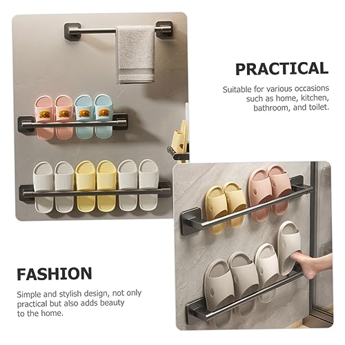 Heavy Duty Metal Towel Hanger Adhesive Towel Bar Bathroom Wall Rack Multi-use Slipper Drying Rack Easy Install - size: 40X6X6CM
