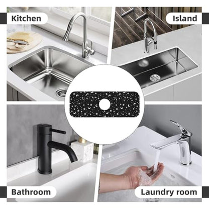 Black And White Moon Star Kitchen Sink Splash Guard Faucet Mat Super Absorbent Fast Drying Mat Sink Gadgets-Fast Drying Pad Sink Mat For Kitchen Bathroom (15" X 5.5" ) - color: Black And White Moon Star