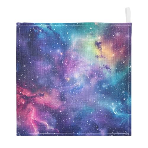 YETTASBIN Galaxy Muslin Baby Hand Washcloths, Soft Cotton Bath Face Towel, 4 Layers Extra Absorbent Feeding Burp Cloth for Newborn Infant, 5 Pack - size: 12 Inch x 5 Pack