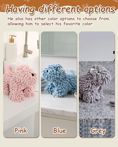 Dog Towel Shaped Hand Chenille Animal Towels for Bathroom Microfiber Puppy Bath Kids Drying Plush Stuffed Paw Absorbent Hands Puppy-Shaped Cute Kitchen Fuzzy Ball Soft Puppy-Themed Shape (Gray) - color: Gray