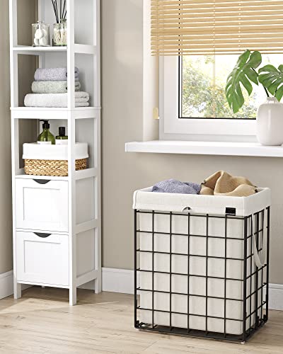 SONGMICS Laundry Hamper, 23.8 Gal. (90L) Laundry Basket, Collapsible Clothes Hamper, Black and White ULCB190W01 - color: Cream White, size: 90 L