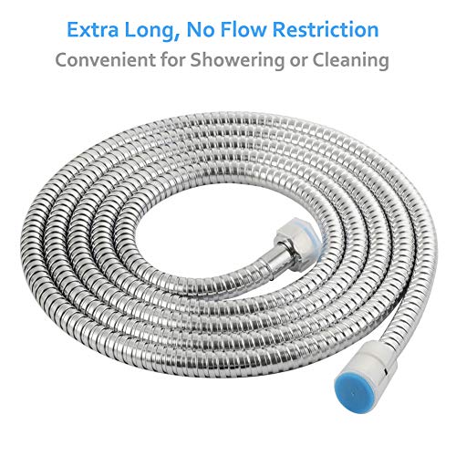 Angle Simple Flexible Shower Hose Extra Long, 118 Inches, 1/2" IPS, Chrome | Stainless Steel, Handheld Shower Head Extension Hose Replacement for Dog Bathing, Bathroom Washing, No Tangles - color: Chrome, size: 118 Inch