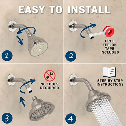 Massage Shower Head With Mist - 1.8 GPM - Brushed Nickel | High Pressure Boosting, 6 Function Adjustable Massaging Rainfall Showerhead For Low Flow Baths With Water Saving Nozzles - color: Brushed Nickel, size: 1.8 GPM