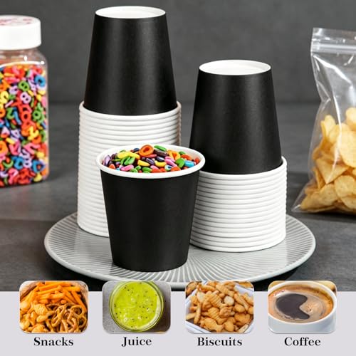 100 Pack 3 oz Disposable Paper Cups, Black Bathroom Cups | Disposable Mouthwash Cups, Small Paper Cups for Bathroom, Office, Travel, Party, Picnics, Snack, Espresso - color: Black, size: 100 Count