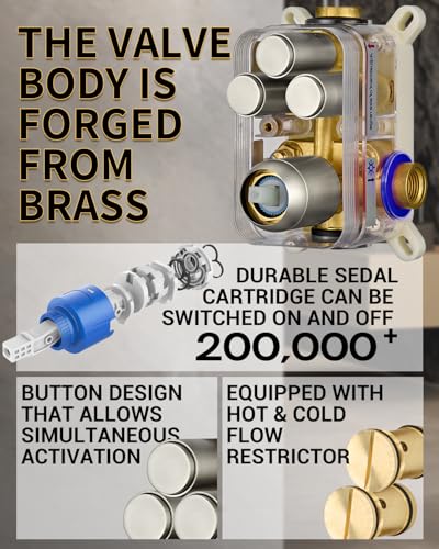 Dasan Rainfall Full Body Shower Faucet System with 12'' Round Shower & 6'' Shower Head,Brushed Nickel Dual Shower Head Faucets Set with Handheld & Valve, Double Shower Head System for Couples/2-Person - color: Brushed Nickel
