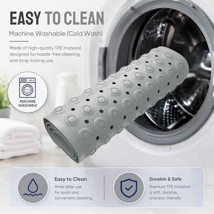 Bathtub Mat Non-Slip – 39" x 15.5" Extra Long Shower Mat with Suction Cups, BPA Free & Machine Washable, Textured Bath Mat for Tub, Ideal for Kids, Seniors & Pregnant Women, Gray - color: Gray