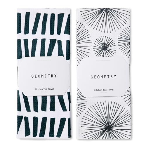 GEOMETRY Kitchen Tea Towels - Quick Dry Microfiber Dish Towels for Kitchen Linework, 18" x 30" 2 Pack - color: All Lined Up, style: Kitchen Towel - Double