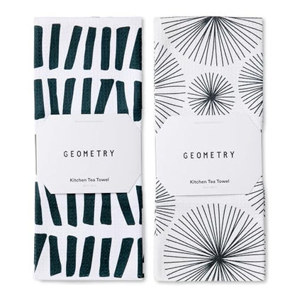 GEOMETRY Kitchen Tea Towels - Quick Dry Microfiber Dish Towels for Kitchen Linework, 18" x 30" 2 Pack - color: All Lined Up, style: Kitchen Towel - Double