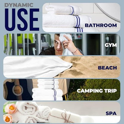 8-Piece Premium Towel Set, 2 Bath Towels, 2 Hand Towels, and 4 Wash Cloths, 100% Ring Spun Cotton Highly Absorbent Towels for Bathroom, Gym, Hotel, and Spa - color: Blue