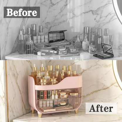 Makeup Organizer for Vanity with Large Smooth Drawers Extra Large Skincare Organizer for Bathroom Countertop and Dresser, Crystal Clear Cosmetic Storage Display Case for Beauty Products