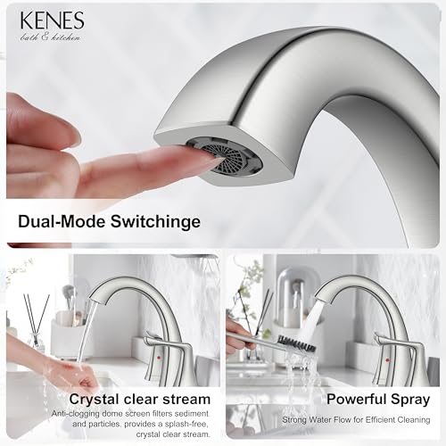 Bathroom Faucets for Sink 3 Hole, Brushed Nickel 2 Handle Widespread | Bathroom Vanity Faucet with Pop Up Drain & Supply Lines, Lead-Free cUPC & NSF Certified, 8 Inch Faucet for Vanity RV Sink - color: Brushed Nickel