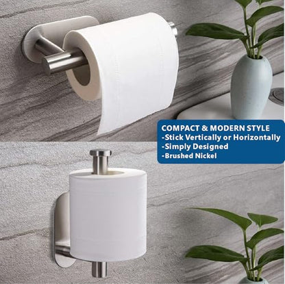 Toilet Paper Holder/Towel Ring Self Adhesive, Eolax No Drilling Brushed Nickel Bathroom Hardware Accessories, Stainless Steel Sticky Toilet Roll Hanger and Hand Towel Holder, 2 Pieces - color: Brushed Nickel