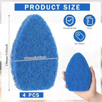 Baderke 4 Pcs Tub Tile Scrubber Cleaning Brush Pads (Without Handle) Compatible with Qaestfy Non-Scratch Scouring Pads Scrub Brush for Shower Bathroom Buildup Toilet Wall Floor (Blue) - color: Blue