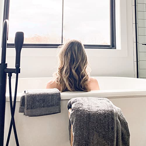 Luxury Bath Sheet Towels, Extra Large Bathroom Towel, 37x70 Viscose Derived from Bamboo & Cotton, Super Absorbent & Fast Drying Plush Bath Sheets - Charcoal - color: Charcoal, size: Sheet