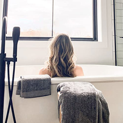 Luxury Bath Sheet Towels, Extra Large Bathroom Towel, 37x70 Viscose Derived from Bamboo & Cotton, Super Absorbent & Fast Drying Plush Bath Sheets - Charcoal - color: Charcoal, size: Sheet