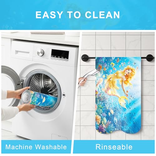 Upgrade Cartoon Baby Bath Mat Non Slip - 40"x16" Extra Long Bathtub Mat for Baby Eco Friendly Durable Bath Mat for Tub Non Slip Kids Tub Mat with Suction Cups, Machine Washable and No Fading, Mermaid - color: G-mermaid-4