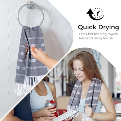 cabanana Hand Towels for Bathroom - 2-Pack 20x30 Inch-100% Cotton,Turkish Bathroom Hand Towels,Super Absorbent & Quick-Dry Soft for Bath, Kitchen, Spa, Face, Hair, Dishcloth (Black) - color: Black 20x30