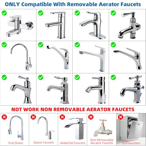 Hibbent 18 Pieces Faucet Adapter Kit, Brass Aerator Adapter Set for Faucet Tap with Removable Aerator to Connect Garden Hose, Adapter for Faucet Sink - Male/Female, Chrome - style: Faucet Adapter with Aerator Removal Wrench Tools