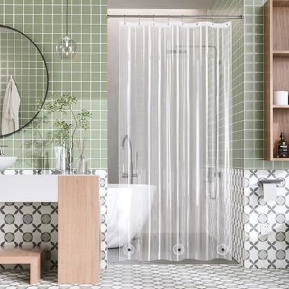 AmazerBath Shower Curtain Liner Stall, 48x72 Clear Shower Curtain Liner, Waterproof Plastic Shower Liner, Lightweight PEVA Shower Curtain for Bathroom with 3 Magnets and 8 Rustproof Metal Grommets - color: Clear, size: 48"W x 72"L (Pack of 1)