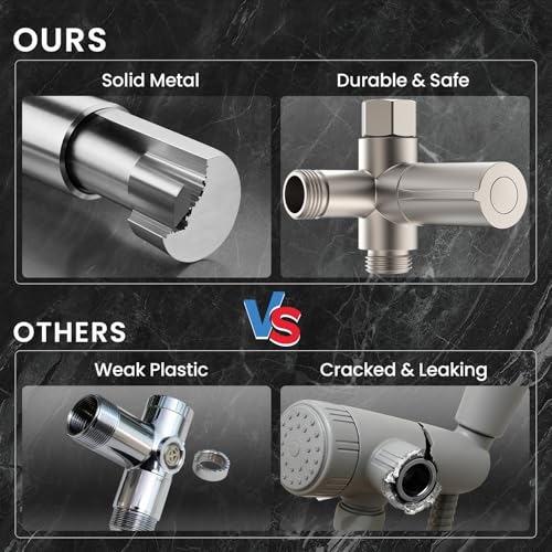 Veken Multi-Function Shower Head with Handheld, High Pressure, Starlight | Square Rainfall Showerhead with 5-mode Hand Held Spray, Dual Shower Heads Combo, Detachable Showerheads with Hose, Home Gifts - color: Starlight
