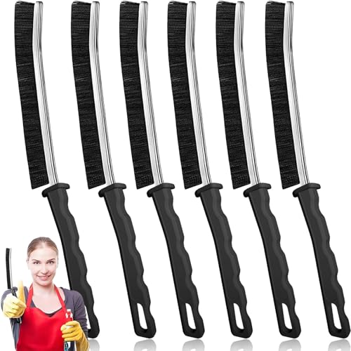 Crevice Cleaning Brush Set, Hard Bristle Gap Cleaning Tool, Ultra-Fine Nylon Deep Scrub Brushes for Window Tracks, Bathroom Grout, Sliding Doors & Sink Detailing,6-Pack