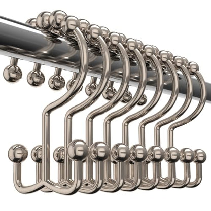 Utopia Bedding Double Glide Shower Curtain Hooks, 12 Pack, Matt Nickel | Premium rust-resistant shower curtain rings provide reliable performance in bathrooms, guest rooms, and hotels - color: Matt Nickel